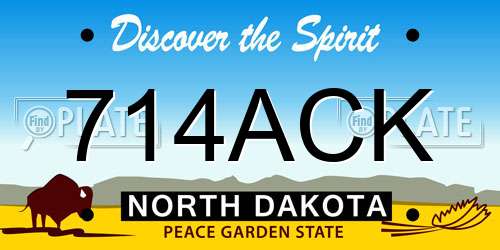714ACK North Dakota License Plate