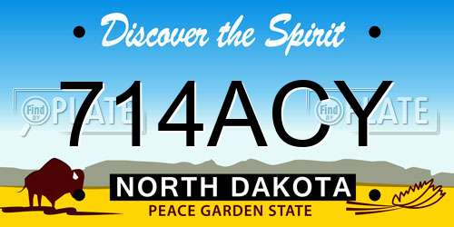 714ACY North Dakota License Plate