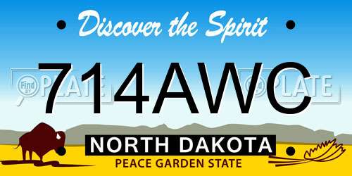 714AWC North Dakota License Plate