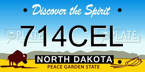 714CEL North Dakota License Plate