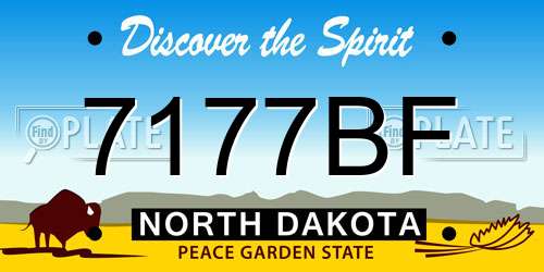 7177BF North Dakota License Plate