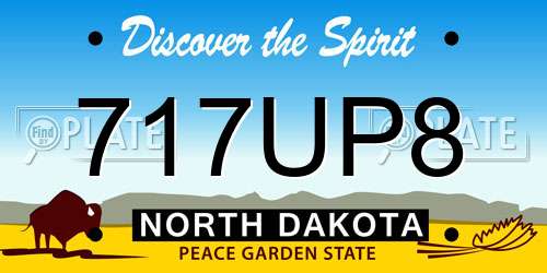 717UP8 North Dakota License Plate