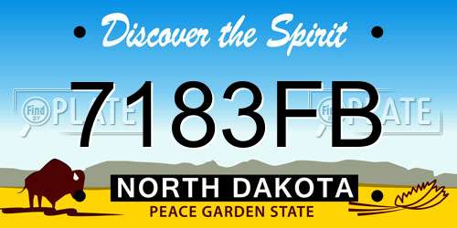 7183FB North Dakota License Plate