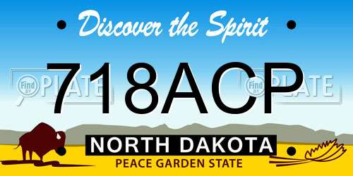 718ACP North Dakota License Plate