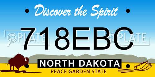 718EBC North Dakota License Plate
