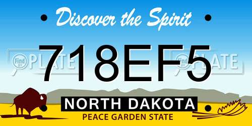 718EF5 North Dakota License Plate