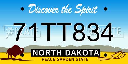 71TT834 North Dakota License Plate