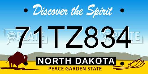 71TZ834 North Dakota License Plate