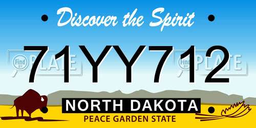 71YY712 North Dakota License Plate