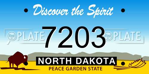 7203 North Dakota License Plate