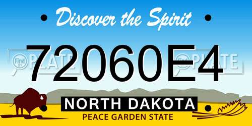 72060E4 North Dakota License Plate