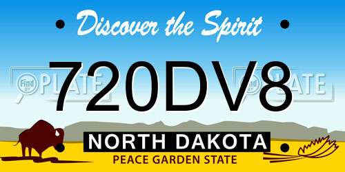 720DV8 North Dakota License Plate