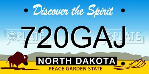 720GAJ North Dakota License Plate