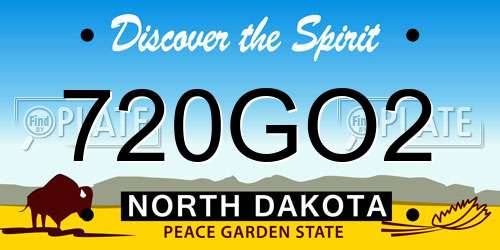 720GO2 North Dakota License Plate