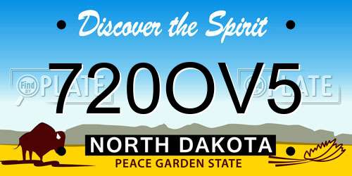 720OV5 North Dakota License Plate