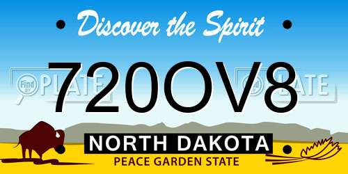 720OV8 North Dakota License Plate