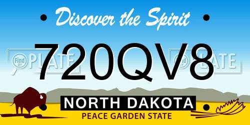 720QV8 North Dakota License Plate