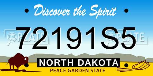 72191S5 North Dakota License Plate