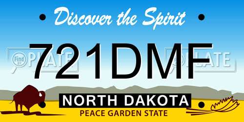 721DMF North Dakota License Plate
