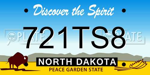 721TS8 North Dakota License Plate