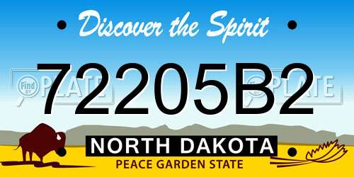 72205B2 North Dakota License Plate