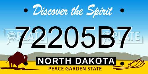 72205B7 North Dakota License Plate