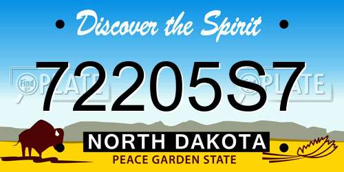 72205S7 North Dakota License Plate
