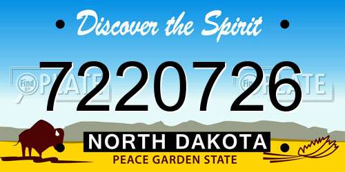 7220726 North Dakota License Plate