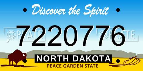 7220776 North Dakota License Plate
