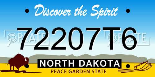 72207T6 North Dakota License Plate