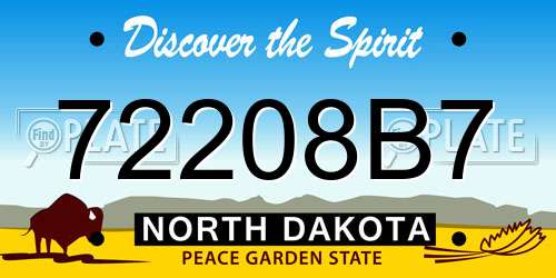 72208B7 North Dakota License Plate