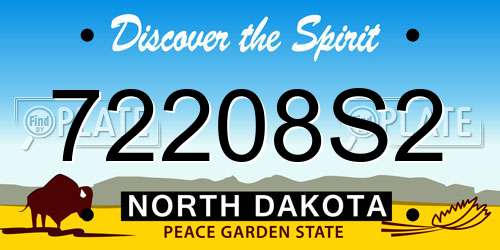 72208S2 North Dakota License Plate