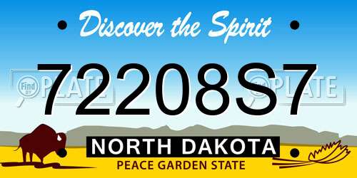 72208S7 North Dakota License Plate