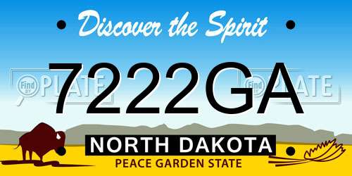 7222GA North Dakota License Plate