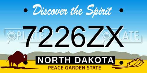 7226ZX North Dakota License Plate