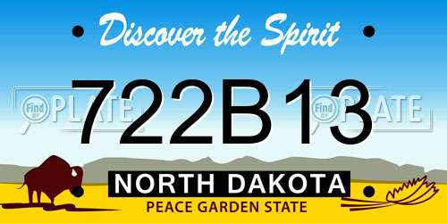 722B13 North Dakota License Plate