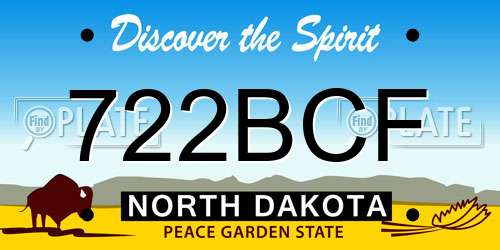 722BCF North Dakota License Plate