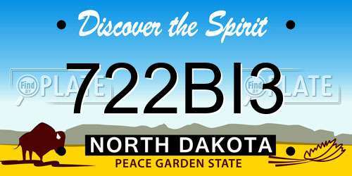 722BI3 North Dakota License Plate