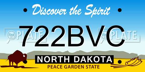 722BVC North Dakota License Plate