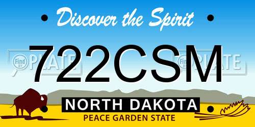 722CSM North Dakota License Plate