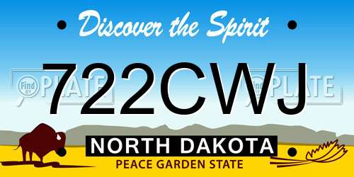 722CWJ North Dakota License Plate