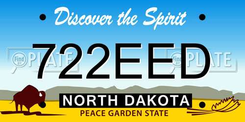 722EED North Dakota License Plate