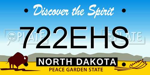 722EHS North Dakota License Plate