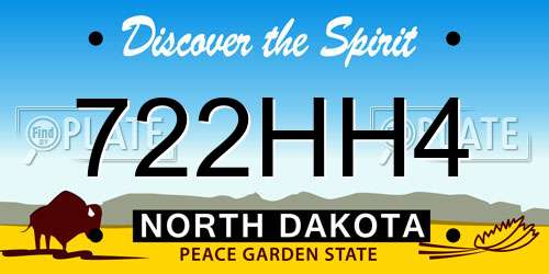 722HH4 North Dakota License Plate