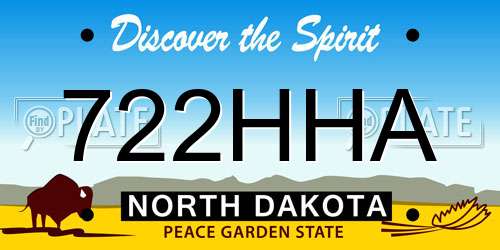 722HHA North Dakota License Plate