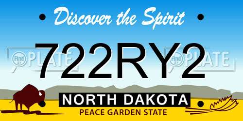 722RY2 North Dakota License Plate