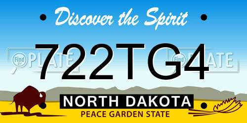 722TG4 North Dakota License Plate