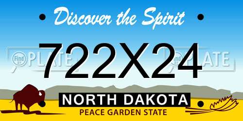 722X24 North Dakota License Plate
