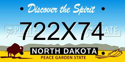 722X74 North Dakota License Plate