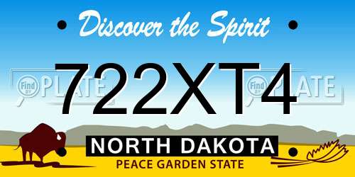 722XT4 North Dakota License Plate